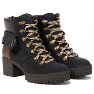 See by Cloe Eileen Leather and Suede Black Hiking Boots Size 4.5-5 EUC Gorpcore